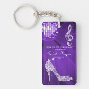Sparkle Heels Paarse Disco Ball Birthday Dank je Sleutelhanger