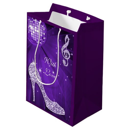 Sparkle Heels Paarse Disco Ball Verjaardag Bedankt Medium Cadeauzakje (Achterkant Gekanteld)