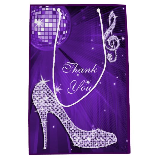 Sparkle Heels Paarse Disco Ball Verjaardag Bedankt Medium Cadeauzakje (Voorkant)