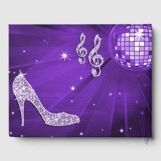 Sparkle Heels Paarse Disco Ball Verjaardag Gastenboek (Achterkant)