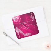 Sparkle Heels Pink Disco Ball Verjaardag Dank u Vierkante Sticker (Envelop)