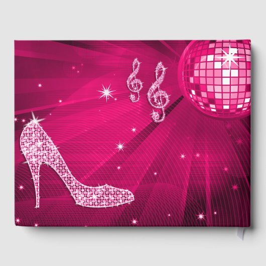 Sparkle Heels Pink Disco Ball Verjaardag Gastenboek (Achterkant)