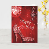 Sparkle Heels Red Disco Ball Kaart (Gele Bloem)