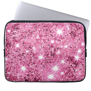 Sparkle Hete Roze Sterren Glitter Laptop Sleeve