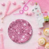 Sparkle Hete Roze Sterren Glitter Papieren Bordje (Feest)