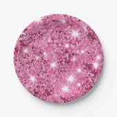 Sparkle Hete Roze Sterren Glitter Papieren Bordje (Voorkant)
