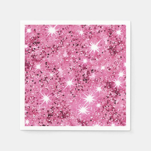 Sparkle Hete Roze Sterren Glitter Servet (Voorkant)