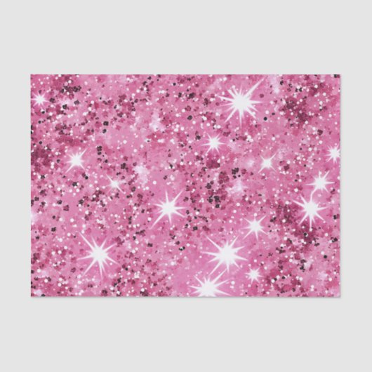 Sparkle Hete Roze Sterren Glitter Tissuepapier (Voorkant)