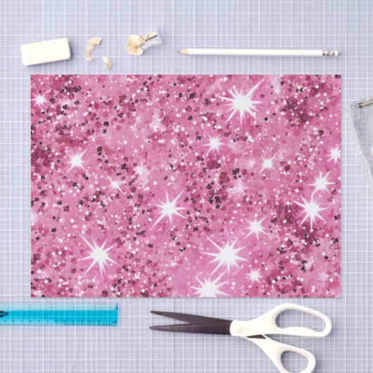 Sparkle Hete Roze Sterren Glitter Tissuepapier (Craft)