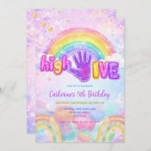 Sparkle High Five Birthday Party Invitation Kaart (Voorkant / Achterkant)
