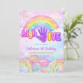 Sparkle High Five Verjaardagsfeest Uitnodiging (Staand voorkant)