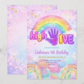 Sparkle High Five Verjaardagsfeest Uitnodiging (Voorkant / Achterkant)