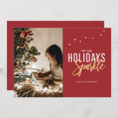 Sparkle Holiday fotokaart Feestdagenkaart (Voorkant / Achterkant)