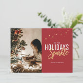 Sparkle Holiday fotokaart Feestdagenkaart (Staand voorkant)