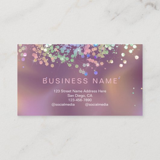 Sparkle Holografische Glitter Elegante Schoonheids Visitekaartje (Achterkant)