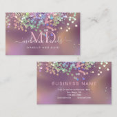 Sparkle Holografische Glitter Elegante Schoonheids Visitekaartje (Voorkant / Achterkant)