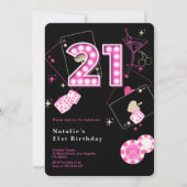 Sparkle Hot Pink Casino Dice & Chips 21e verjaarda Kaart (Voorkant)