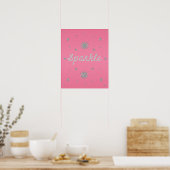 Sparkle Hot Pink met Silver Glitter Poster (Keuken)