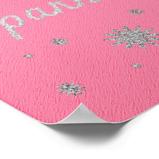 Sparkle Hot Pink met Silver Glitter Poster (Hoek)