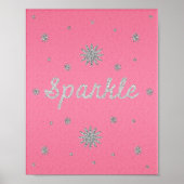 Sparkle Hot Pink met Silver Glitter Poster (Voorkant)