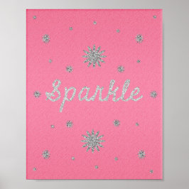 Sparkle Hot Pink met Silver Glitter Poster