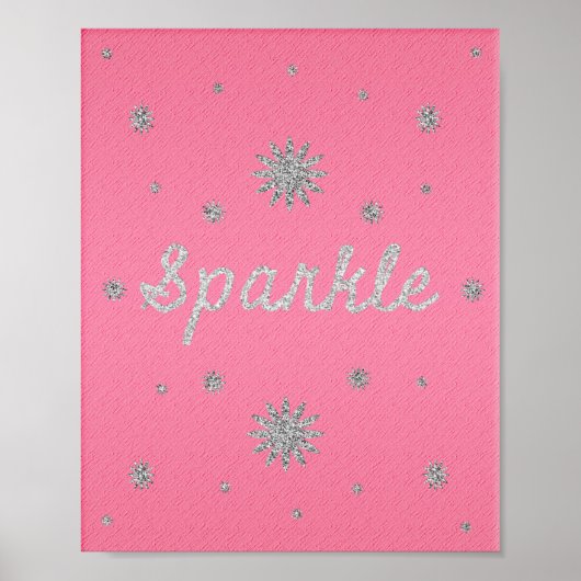 Sparkle Hot Pink met Silver Glitter Poster (Voorkant)