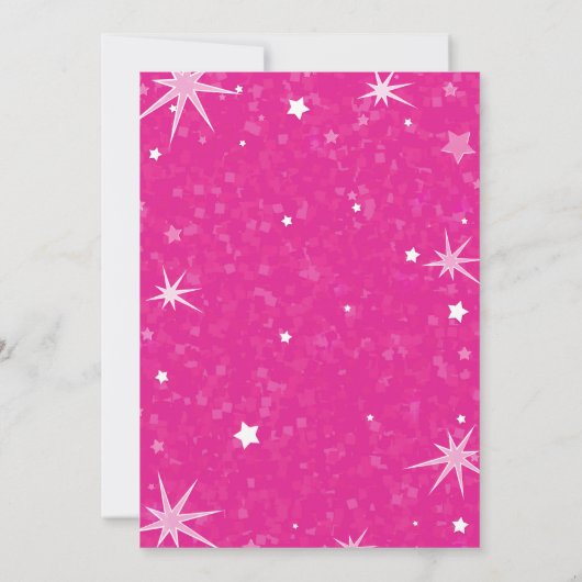 Sparkle Hot Pink Stars Let's Go Party Verjaardag Kaart (Achterkant)