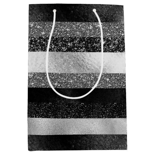 Sparkle in zilver en zwart medium cadeauzakje (Voorkant)