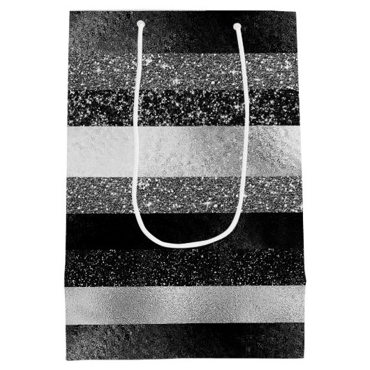 Sparkle in zilver en zwart medium cadeauzakje (Achterkant)