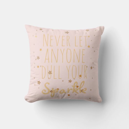 Sparkle Inspirerend Quote Girly Blush Pink Gold Kussen (Voorkant)