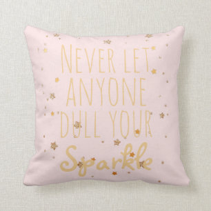 Sparkle Inspirerend Quote Girly Blush Pink Gold Kussen