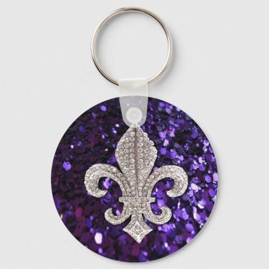 Sparkle jewel Fleur De Lis Paars Sleutelhanger (Voorkant)