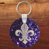 Sparkle jewel Fleur De Lis Paars Sleutelhanger (Voorkant)