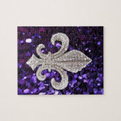 Sparkle jewel Fleur De Lis Sequins Paars Legpuzzel (Horizontaal)