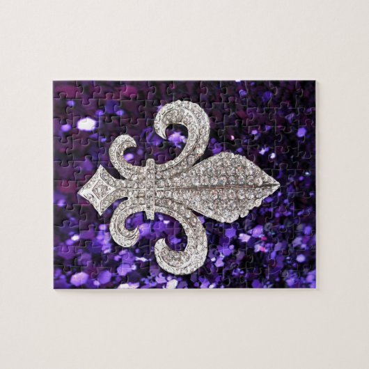 Sparkle jewel Fleur De Lis Sequins Paars Legpuzzel (Horizontaal)
