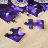 Sparkle jewel Fleur De Lis Sequins Paars Legpuzzel (Zijkant)