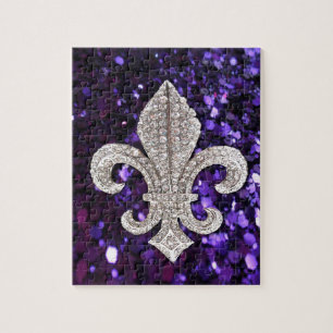 Sparkle jewel Fleur De Lis Sequins Paars Legpuzzel