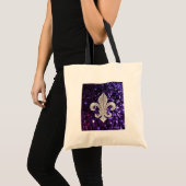 Sparkle jewel Fleur De Lis Sequins Paars Tote Bag (Voorkant (product))