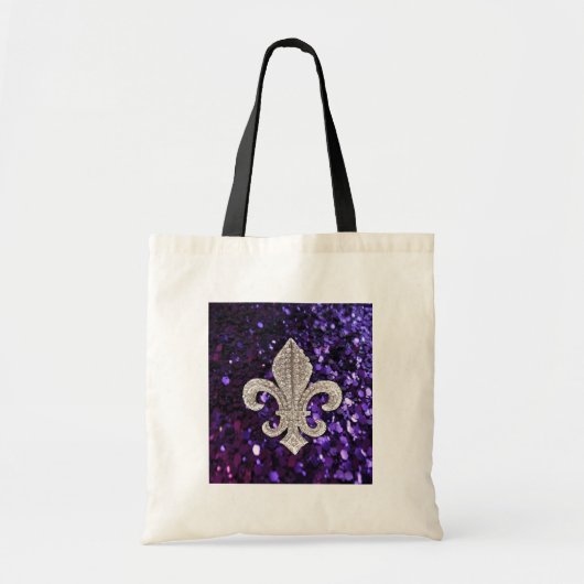 Sparkle jewel Fleur De Lis Sequins Paars Tote Bag (Voorkant)