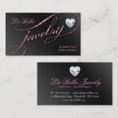 Sparkle Jewelry Visitekaartje Black Pink Heart 2 (Voorkant / Achterkant)
