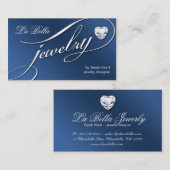 Sparkle Jewelry Visitekaartje White Blue Heart 2 (Voorkant / Achterkant)