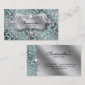 Sparkle Jewelry Visitekaartje Zebra Blauwgroen Zil (Voorkant / Achterkant)