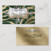Sparkle Jewelry Visitekaartje Zebra Gold Green (Voorkant / Achterkant)