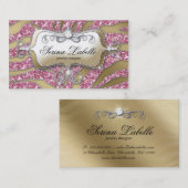 Sparkle Jewelry Visitekaartje Zebra Gold Pink 5 (Voorkant / Achterkant)