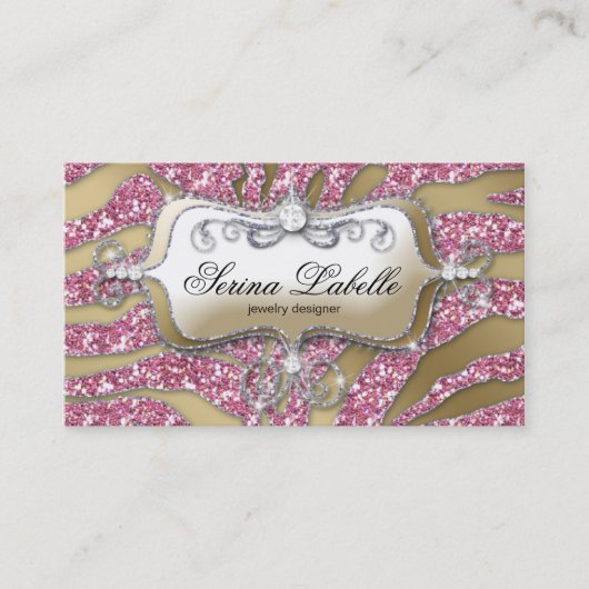 Sparkle Jewelry Visitekaartje Zebra Gold Pink 5 (Voorkant)