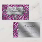 Sparkle Jewelry Visitekaartje Zebra Hot Pink Silve (Voorkant / Achterkant)