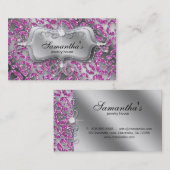 Sparkle Jewelry Visitekaartje Zebra Pink Silver (Voorkant / Achterkant)