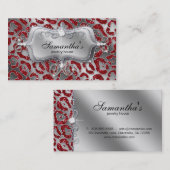 Sparkle Jewelry Visitekaartje Zebra Red Silver (Voorkant / Achterkant)