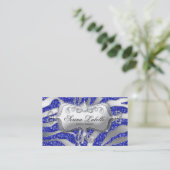 Sparkle Jewelry Visitekaartje Zebra Silver Blue H (Staand voorkant)