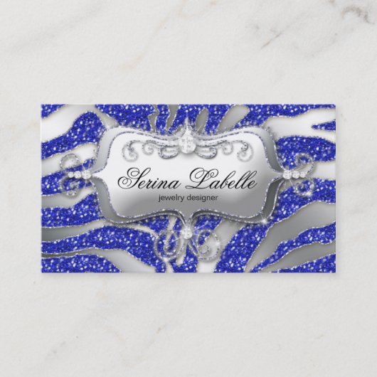 Sparkle Jewelry Visitekaartje Zebra Silver Blue H (Voorkant)